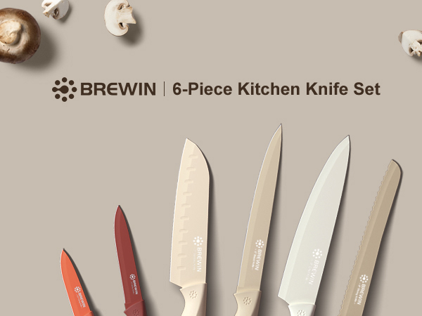 13-piece multicolor kitchen knife set with sharpener and nonstick blades for home cooking