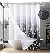 Naturoom Black Shower Curtain and Liner Modern Double Layer Shower Curtains for Bathroom Black Wh...