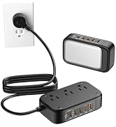 KWRNVO 8-in-1 Travel Power Strip, 3 AC Outlets, 3 USB-C & 2 USB-A, 20W PD | 5 FT Flat Plug Extens...