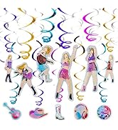 HonuGoGo 36Pcs Colorful Double Swirl Hanging Party Decorations - Includes 18 Foil Swirls & 18 Pri...