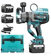 Cordless Impact Wrench 1 Inch, 3000N.m High Torque Impact Wrench Heavy Duty with Auxiliary Handle...