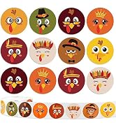 Whaline 1000Pcs Thanksgiving Stickers Roll Cute Turkey Expressions Stickers Assorted Fall Turkey ...