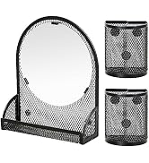 LUCYCAZ Magnetic Pen Holder - Locker Accessories, Black Mirror with 2 Magnetic Pencil Holders for...