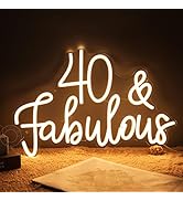 SYLHOME LED Neon Light Sign 40 & Fabulous Cheers To Forty Years Old Birthday Party Wall Decor Sig...