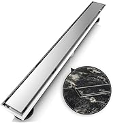 WEBANG 24 Inch Shower Linear Brushed Drain Rectangular Floor Drain with Accessories Reversible 2-...
