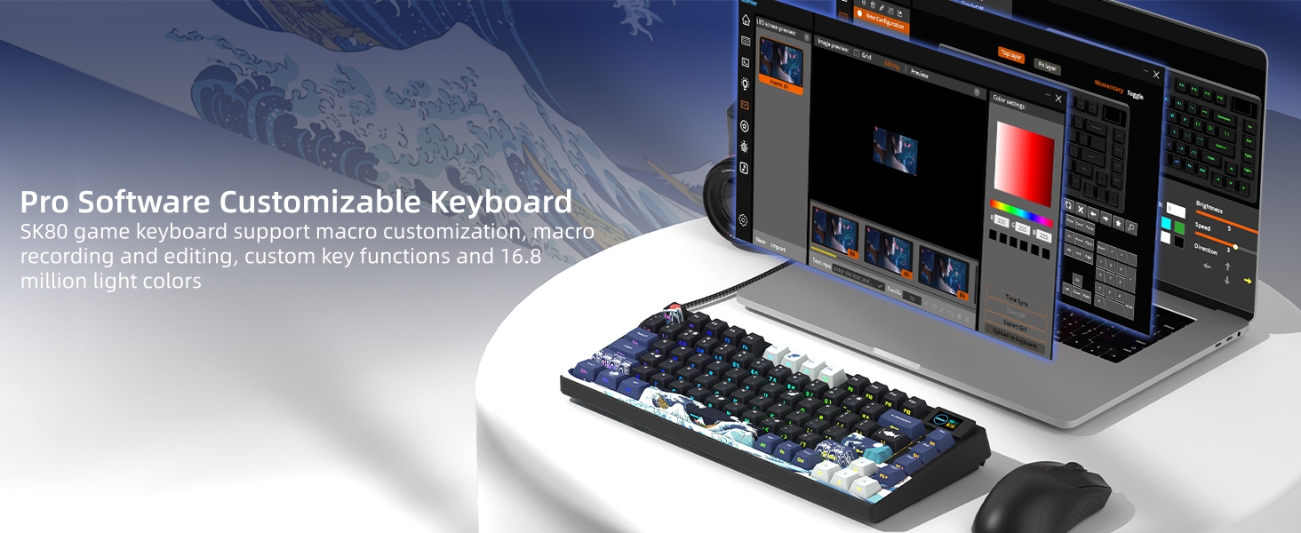 75% Keyboard with Color Multimedia Display Mechanical Gaming Keyboard Wired Hot Swappable