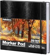 Halobios 120 lb/200 GSM Sketchbook Marker Pad, 8.3”x8.3”Portable Square Art Sketch Book, 80 Sheet...