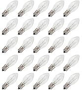 Creative Hobbies 3228x25 (25 Pack) - 7C7/CL, 7 Watt, C7 Night Light, Longer Life 130 Volt, Clear,...