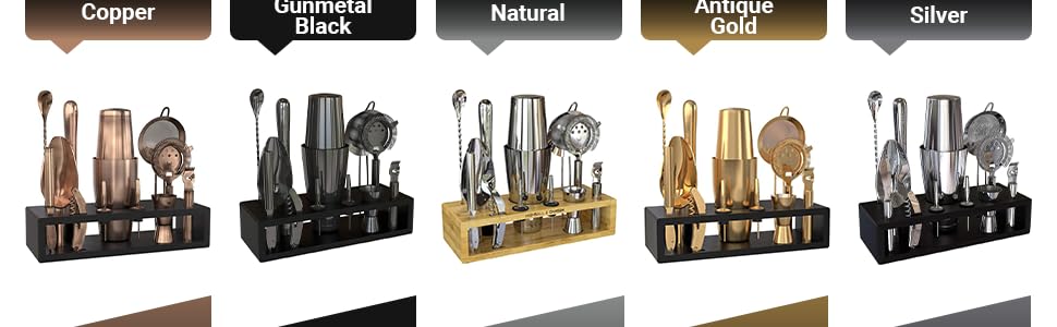 gold bar set black bar set drink table holder bartender kit holds ice scoop