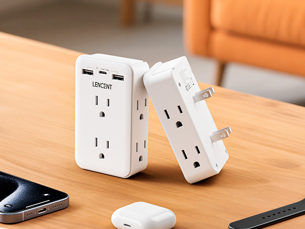 2 to 3 Prong Outlet Adapter with USB Ports