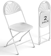 FurniEdge 2 Pack White Plastic Folding Chairs, Outdoor Portable Folding Chair with Steel Frame, 4...