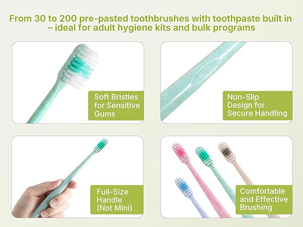 Soft bristles, non-slip full-size handle; colors Blue Topaz, Rose Quartz, Jade, Pearl