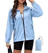 PITINAN Rain Jacket Women Waterproof Lightweight Jacket With Hood Packable Raincoat with Pockets ...