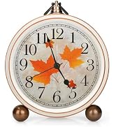 Classic Vintage Table Clock - 5.2in Analog Desk Clock, Silent Non-Ticking Clock with Distressed M...