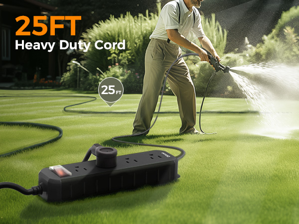 Outdoor Power Strip Weatherproof 25ft