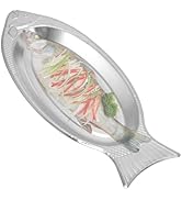 Hapivida Fish Serving Platters, 13.8inch Silver Stainless Steel Food Serving Trays Decorative Ova...