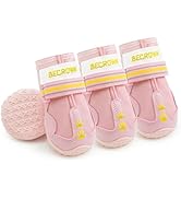 BECROWM Waterproof Dog Boots-Anti-Slip Dog Shoes with Paw Embroidery,Reflective Straps,for Rainy/...