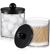 2 Pack Acrylic Qtip Holder Dispenser for Cotton Swabs, Balls, Pads, Floss - Plastic Canister Apot...