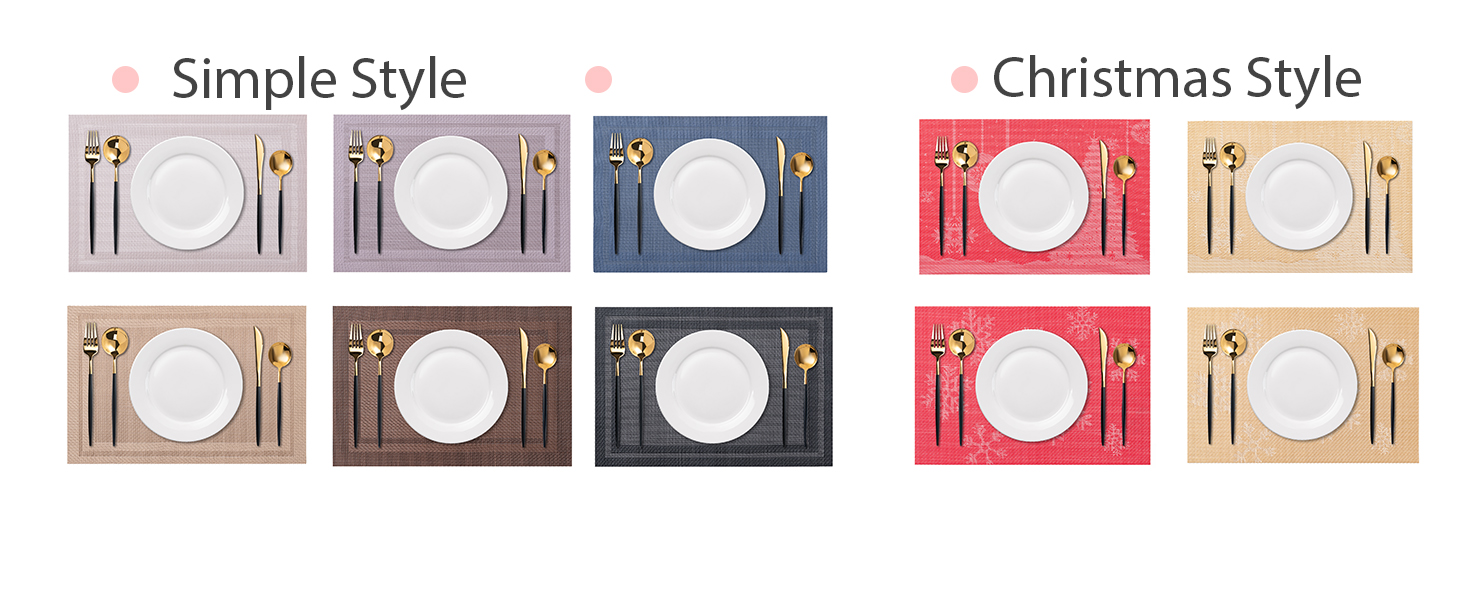 Washable Woven Vinyl Kitchen Placemats Set of 4