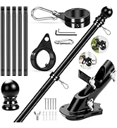 REERON Flag Pole Kit for House, 6 FT Stainless Steel Spinning Flag Pole, 1" Rustproof Porch Flagp...