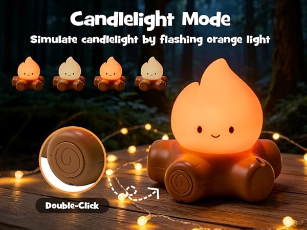 Gefaxi Halloween campfire flickering night light dimmable flame light rechargeable and squishy