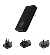 RUIDUN 65W Slim GaN USB C Charger, Foladable Fast Travel Charger with UK/EU/AU 3 Plugs, 2-Port In...