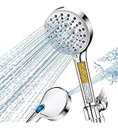 BRIGHT SHOWERS Filtered Shower Head with Handheld, High Pressure 9 Spray Mode Showerhead with Lon...