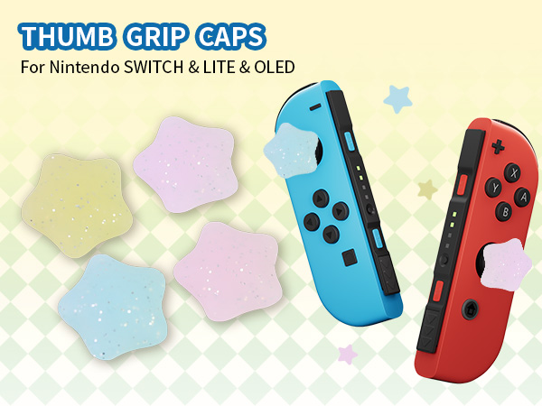 Cute Switch Joycon Thumb Grips Caps, Kawaii 3D Thumbstick Button Joystick Cover
