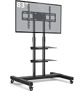 Mobile TV Stand Rolling TV Cart Floor Stand with Mount on Lockable Wheels Height Adjustable Shelf...