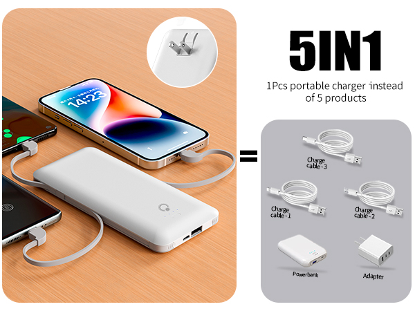 portable charger with cable