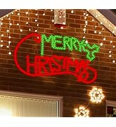LAMPHOME [Large 49"x26" 630 LED Merry Christmas Neon Motif Super-Bright Green and Red LEDs Outdoo...