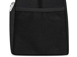 Lunchbox has a side mesh pocket for drinks, bottles, chocolate milk container, or even an umbrella