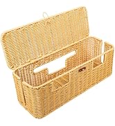 Longer Cable Management Box, 16In Handwoven Cord Management Box with 5 Slots, Floor Cord Hider Bo...