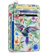 Yonlevres Credit Card Holder Slim Wallet, Hummingbird RFID Wallet Women Front Pocket Small Card H...