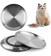 Mkobon 3 PCS Stainless Steel Cat Food Bowl Dish, 6.7" Shallow Flat Wide Cat Plates for Wet Food, ...