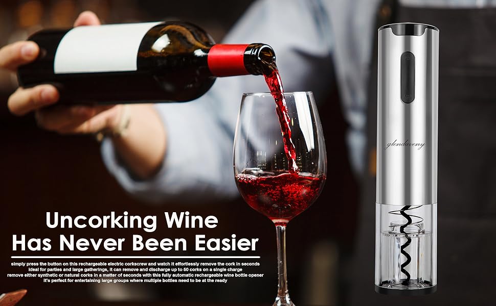 electric corkscrew wine opener with foil cutter for wine lovers