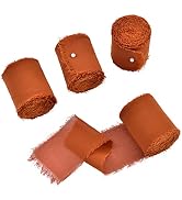 Joanlody Terracotta 4 Rolls Chiffon Ribbon Handmade Fringe Ribbon 1-3/4