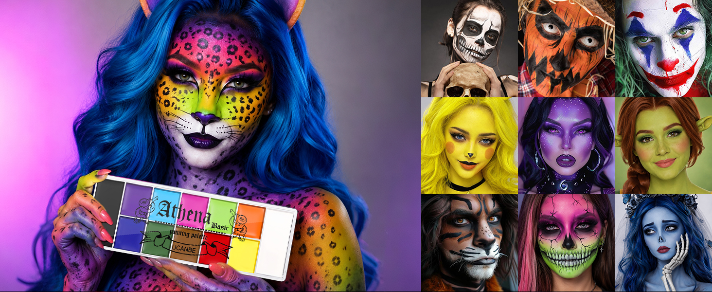 UCANBE Athena Basic Face Body Paint Oil Palette 12 Colors