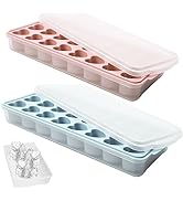2 Pack Heart Shpaed Ice Cube Trays with Lids and Bins, Heart ice Molds with Ice Storage Box, 48 H...