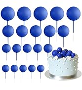 ASTARON 20 Pcs Ball Cake Topper Decorations Mini Balloons Cake Topper Sticks Royal Blue Balls Cak...