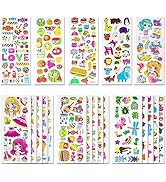 Meafeng 3D Stickers for Kids & Toddlers 24 Sheets 530+ Puffy Stickers Variety Pack with Animals, ...