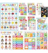 18 Educational Posters For Toddlers - Laminationed Learning Posters For Kids Ages 3-5, Abc Charts...