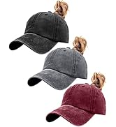 ZEXIAN Womens Vintage Washed Distressed Baseball-Cap with Ponytail Hole Sport Golf Hat