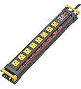8 Outlet Metal Power Strip with Individual Switches,3300J Heavy Duty Surge Protector Power Strip ...
