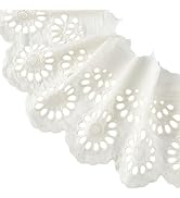 FINGERINSPIRE 5 Yards Cotton Eyelet Lace Trim 6-1/4 Inch Ivory Cotton Flower Lace Ribbon Floral E...