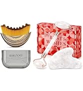 BIRZOO Lymphatic Contour Face Brush & Natural Jade Roller Set - Premium Xiuyu Jade Gua Sha Tool w...