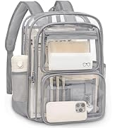 Clear Backpack for School, Large Heavy Duty Clear Bookbag with Luggage Strap & Stitches for Girls...