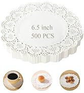 LOVNBHELP 6.5 Inch White Lace Paper Doilies, 500 PCS Disposable Decorative Placemats for Cakes, D...