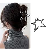 1 Pack Metal Hair Claw Clips - Black Star Design, Non-slip Strong Hold Jaw Clips for Thick or Thi...