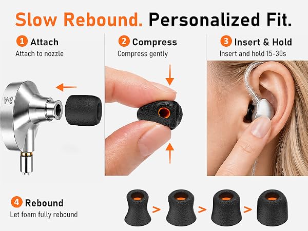 Audiovance assorted foam eartips: small, medium and large 3 sizes with one 4.9mm inner core.